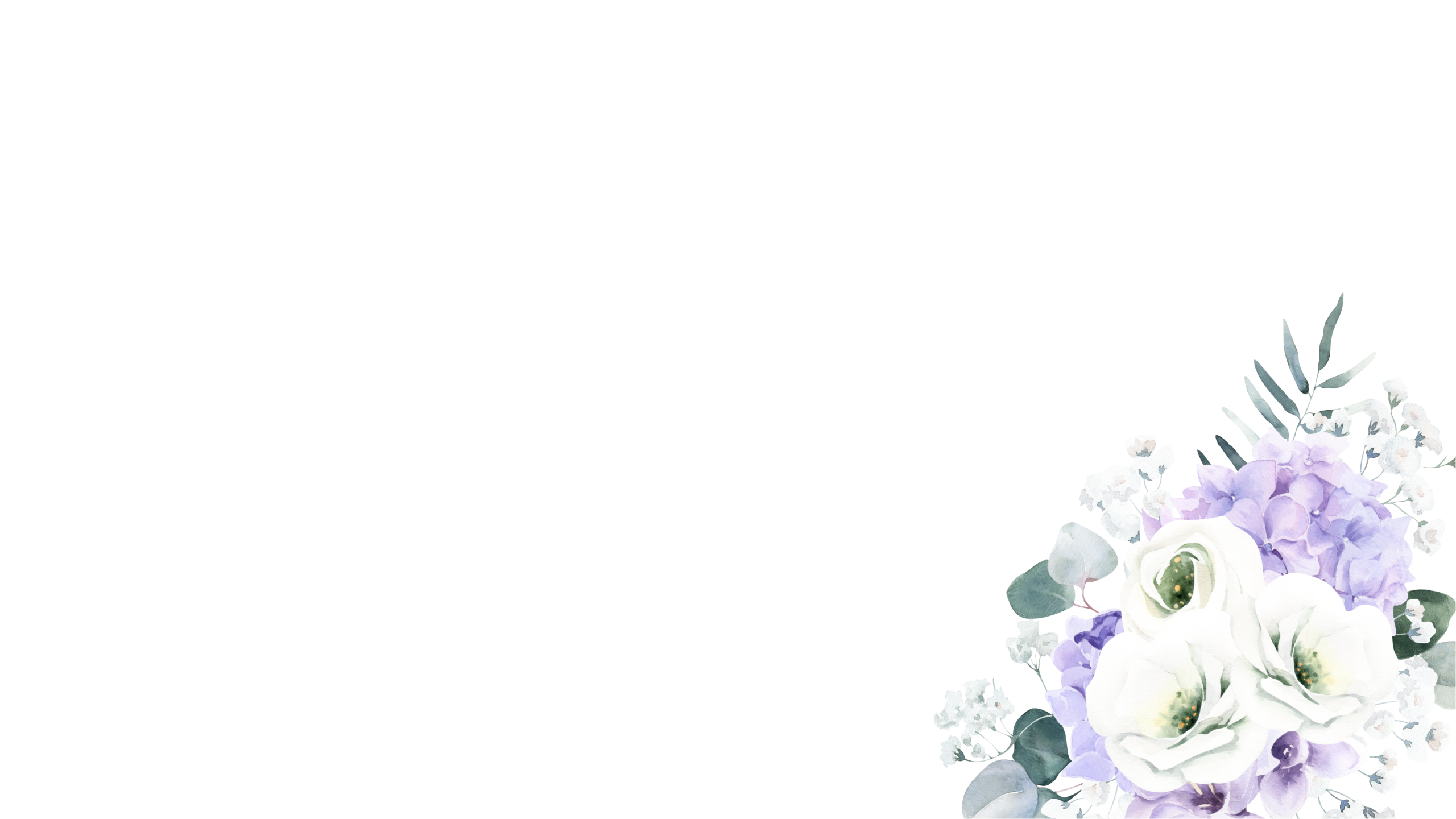 Minimalist design with a cluster of white and purple flowers and green leaves in the lower right corner on a light gray background. The empty space is perfect for adding text about therapy or co-parenting counseling services.