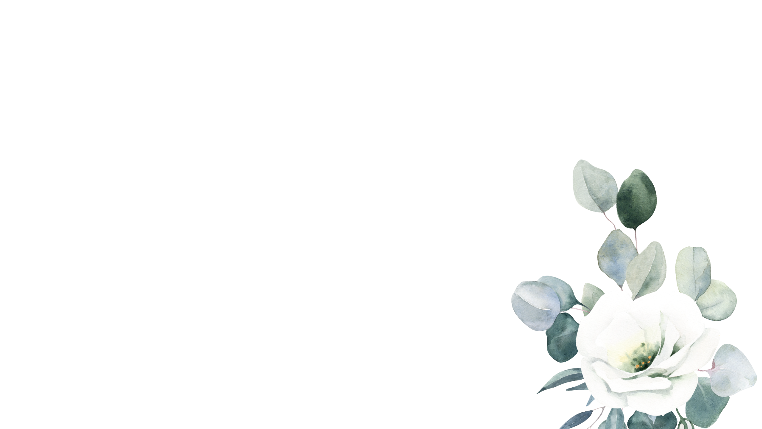 Minimalist background with a white watercolor flower and green leafy branches in the bottom right corner, set against a plain light gray backdrop—ideal for York family therapy practices seeking a serene, calming atmosphere.
