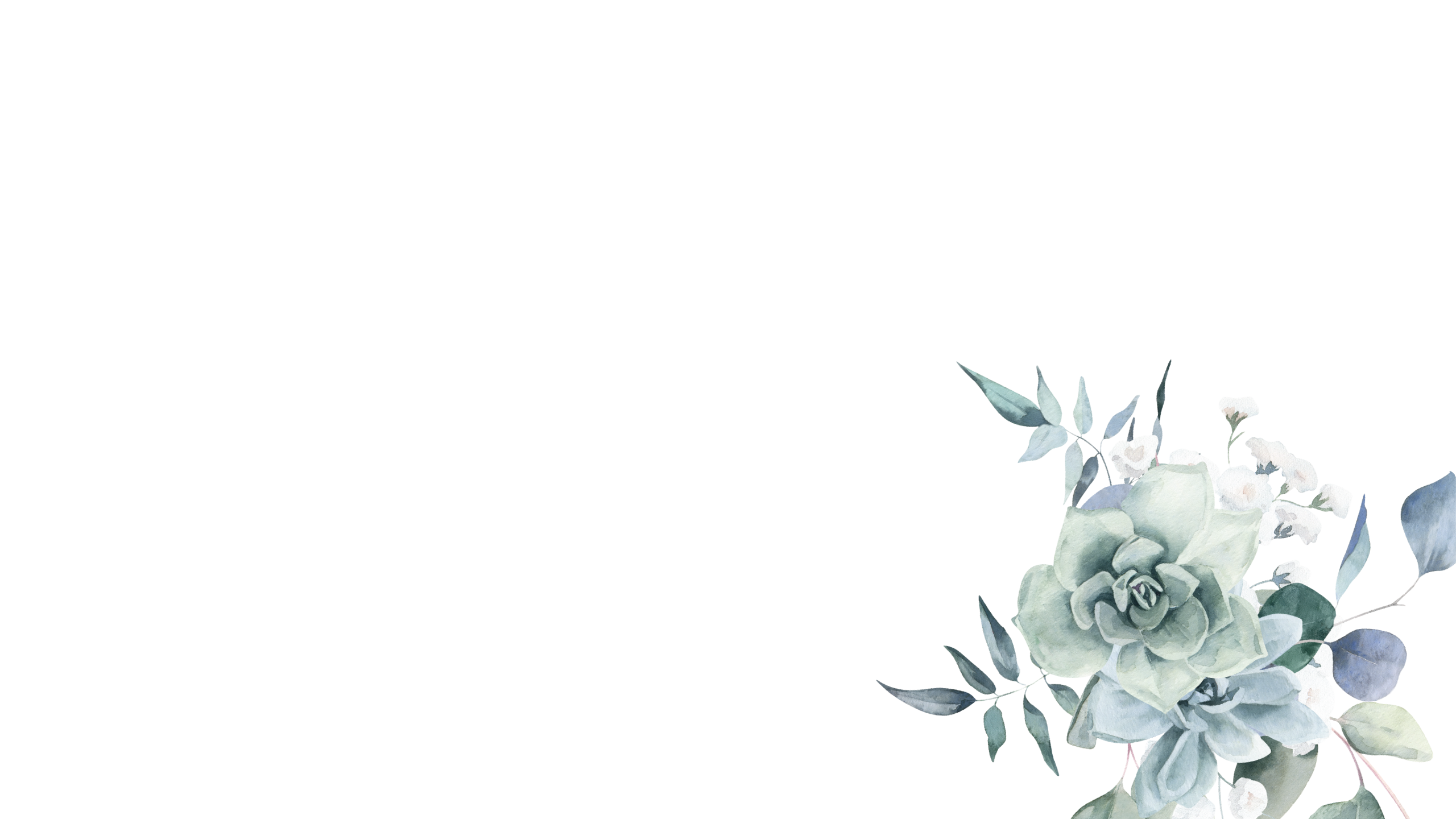 Minimalist design with a watercolor succulent and eucalyptus leaves in the bottom right corner on a light grey background, leaving ample space—perfect for materials related to couples therapy or family therapy.